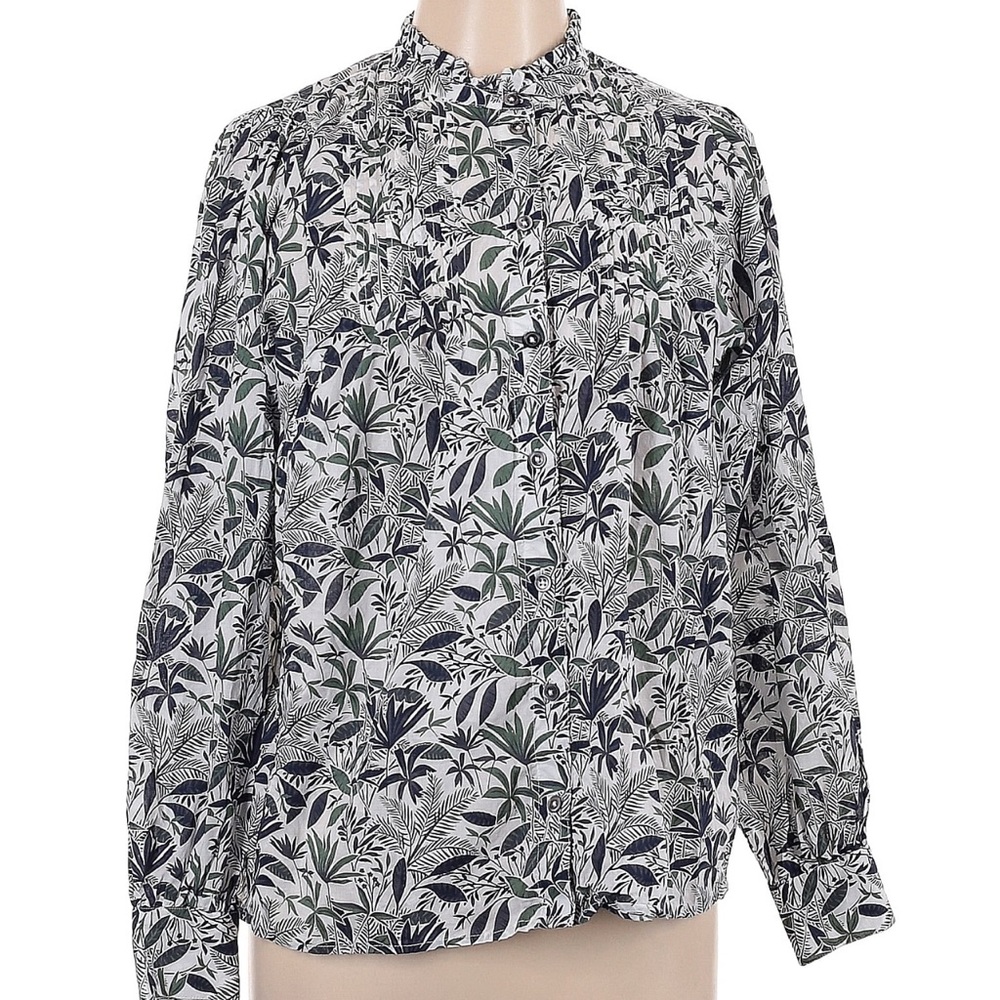 Boden Green and Blue Cotton Floral Blouse